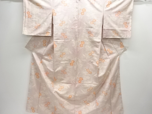 未使用品　花模様織り出し手織り紬着物